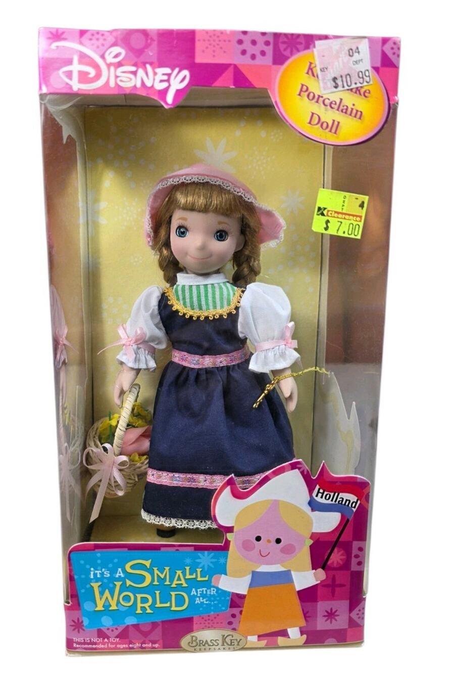 Kmart Label-Disney Brass Key It’s A Small World Holland Keepsake Porcelain Doll